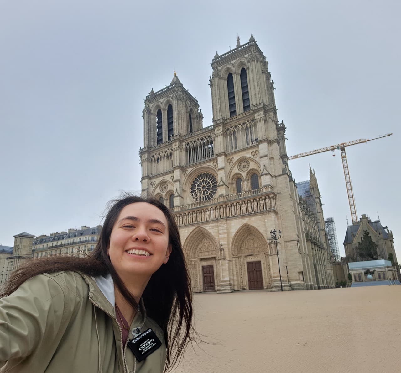 Hina wearing her coat in France