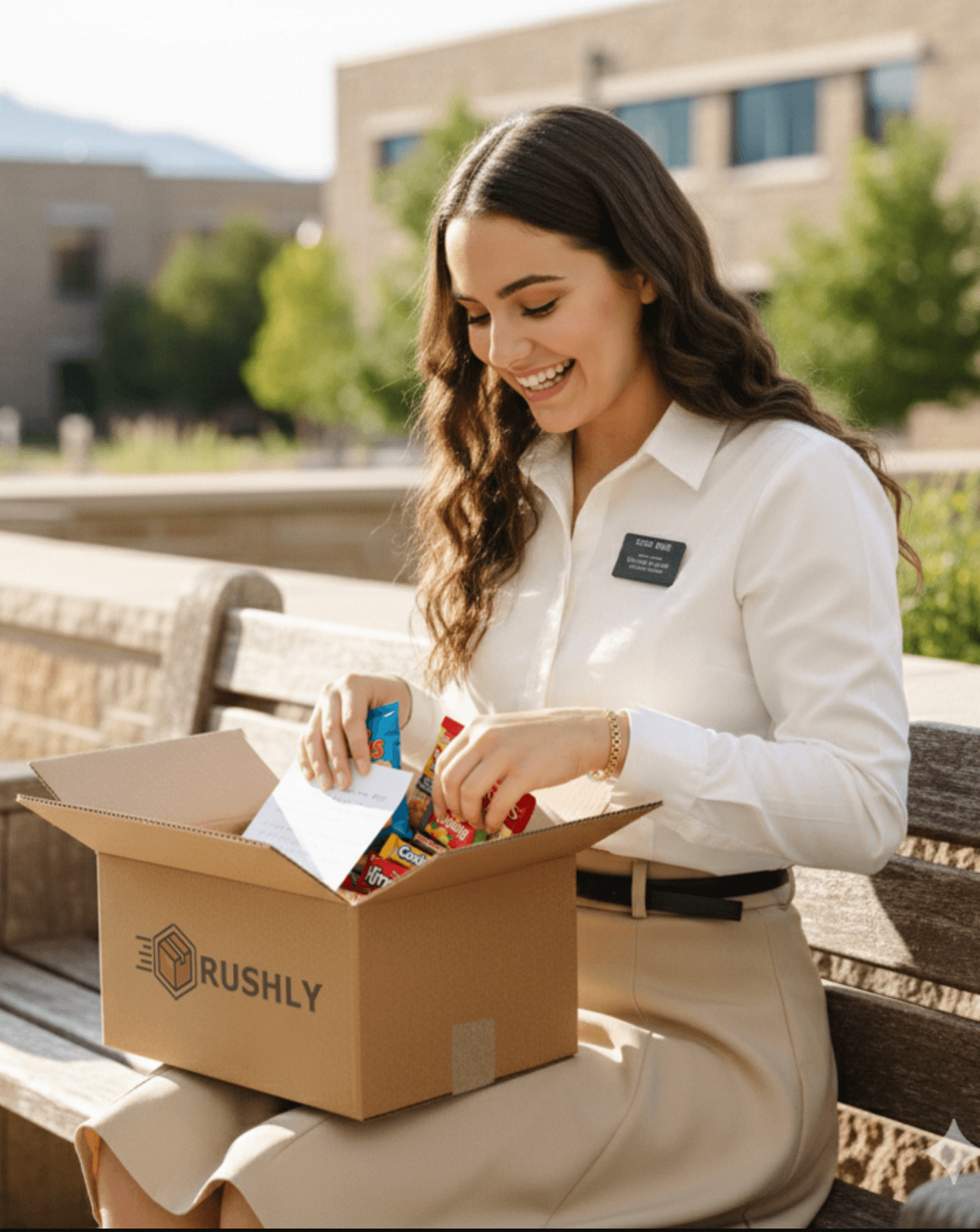Missionary opening a care package